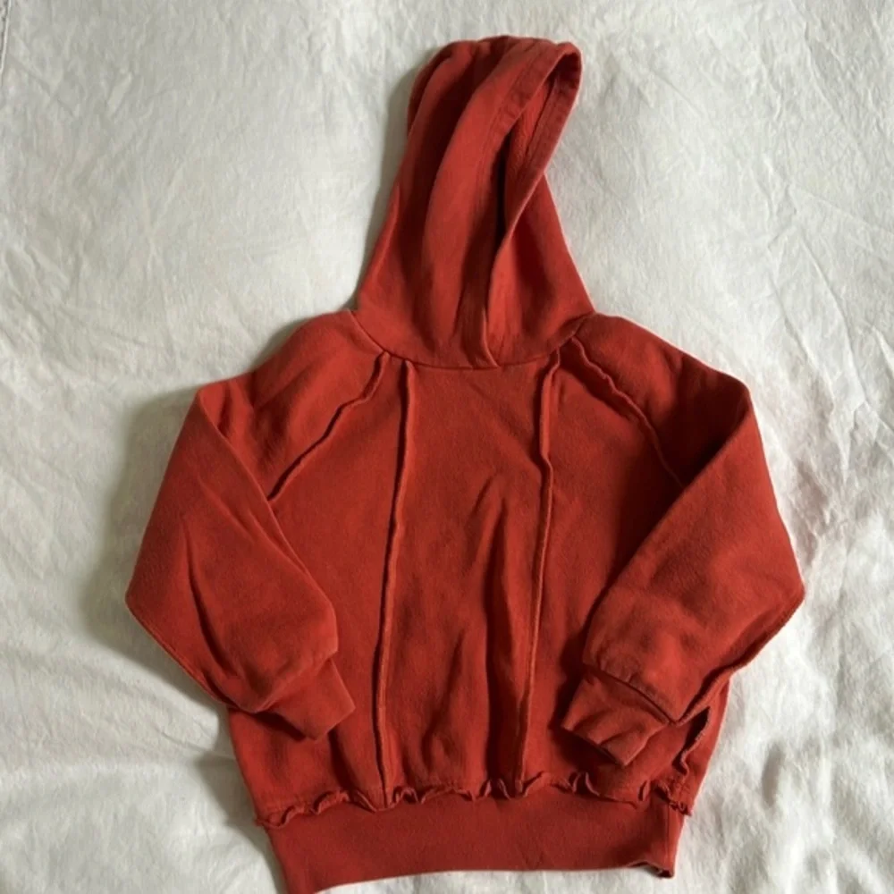 Orange Ruffled Kids Hoodie Sweater